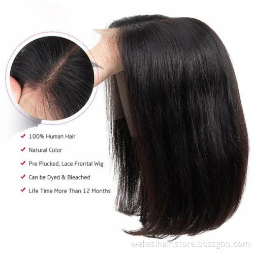 WKS Wholesale Transparent HD Full Lace Bob Human Hair Lace Frontal Wigs For Black Women Brazilian Virgin Hair Lace Front Wig